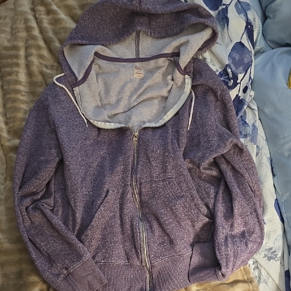 Mossimo Supply Co. Heathered Purple Zip-Up Hoodie